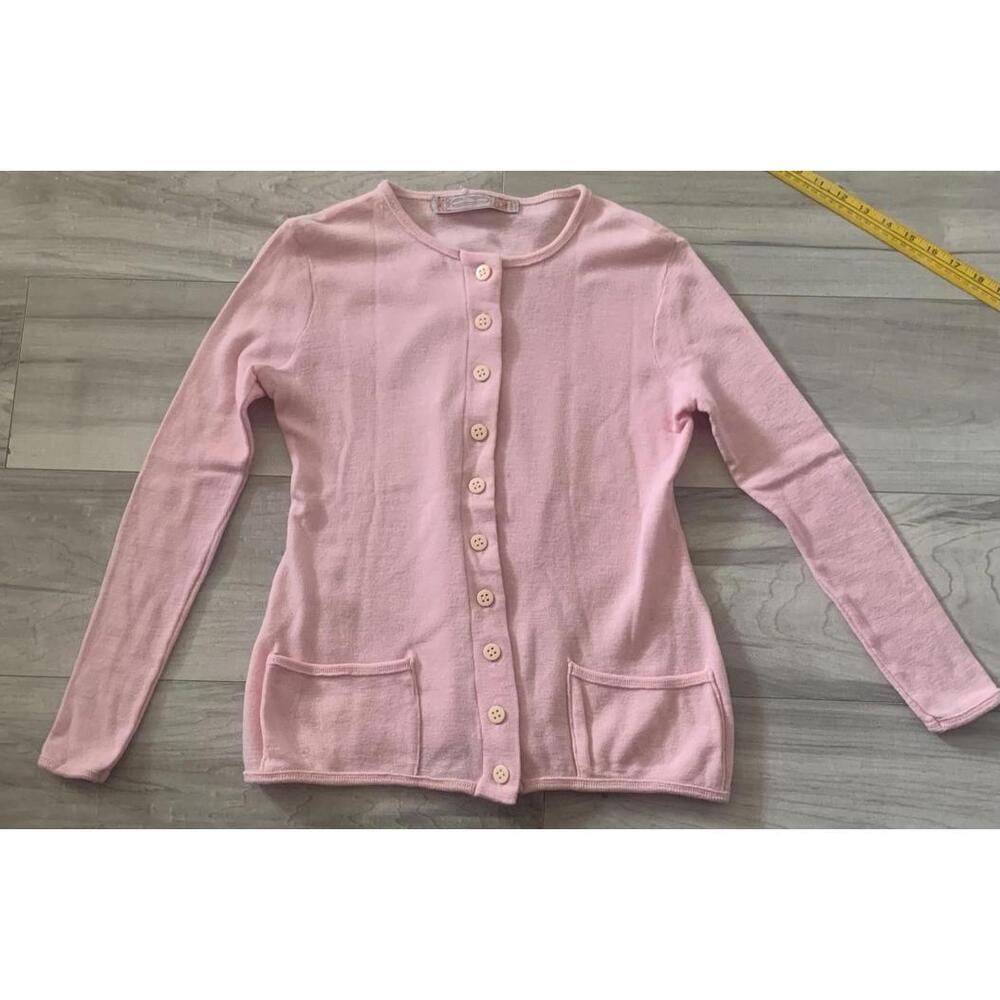 Vintage Pink Knit Wool Button Cardigan S Mr G Madrian Garland Beverly Hills